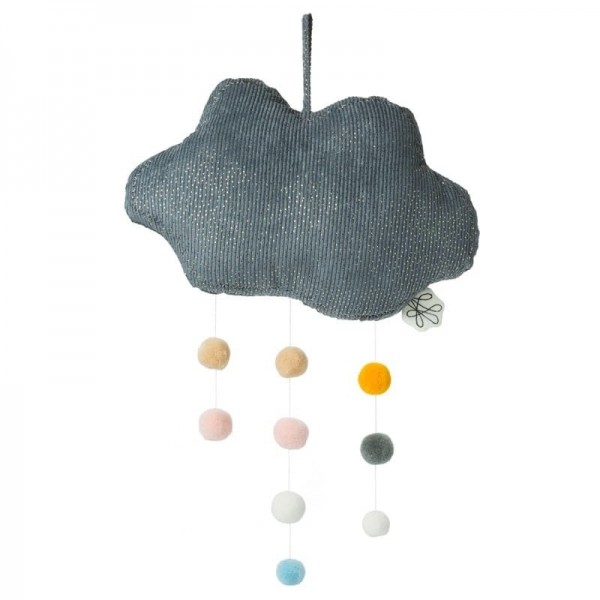Picca Loulou Picca LouLou - Picca Loulou  -  Zawieszka Mobile Sparkle Cloud Grey With Pompons 34 cm