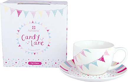 Ashdene Filiżanka Do Kawy I Herbaty Porcelanowa Ze Spodkiem Ashdene Candy Lane Biała 250 Ml