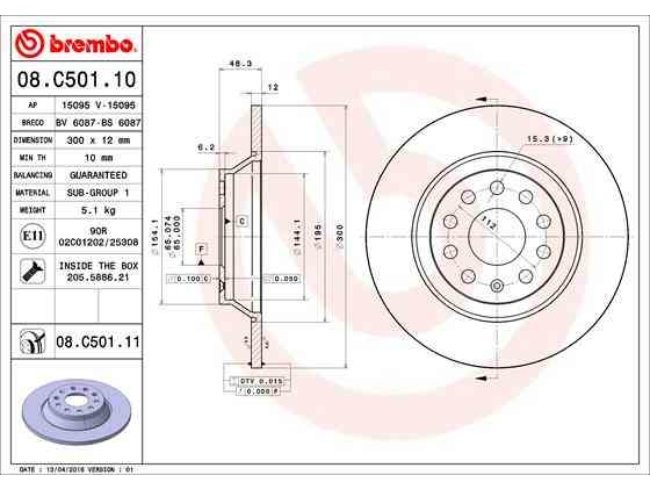 BREMBO Tarcze hamulcowe lakier UV 08.C501.11