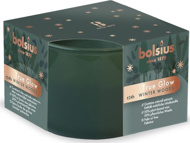 Bolsius świeca zapachowa True Glow Winter Woods 9 cm szkło/wosk zielony twm_950112