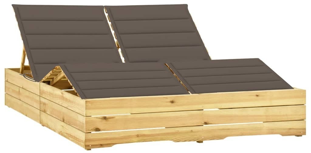 vidaXL Podwójny leżak z poduszkami w kolorze taupe, impregnowana sosna! 3065992