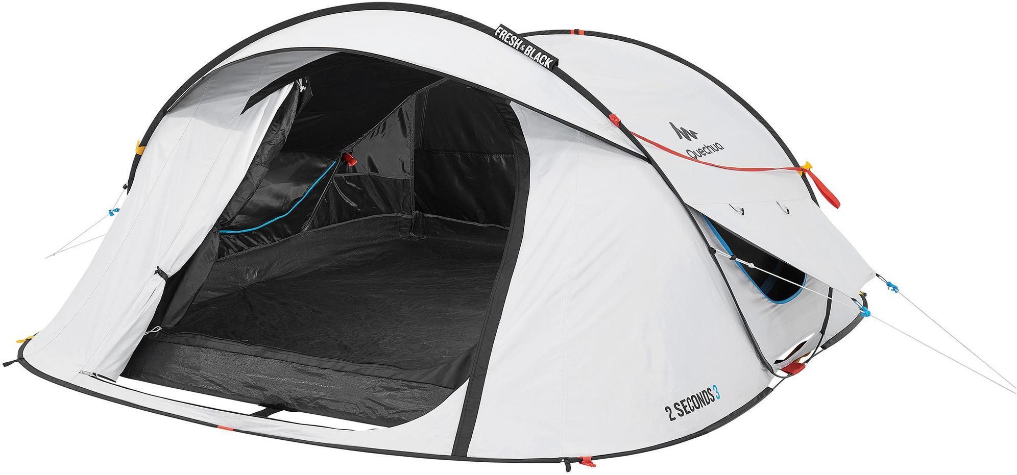 QUECHUA Namiot kempingowy - 2 SECONDS - FRESH&BLACK - 3-osobowy