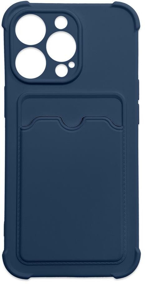 Hurtel Card Armor Case etui pokrowiec do iPhone 12 Pro portfel na kartę silikonowe pancerne etui Air Bag granatowy