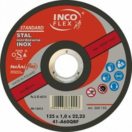 Flex Inco Inco tarcza do metalu Inox 125x1,0 M411-125-1.0-22B60Q M411-125-1.0-22B60Q