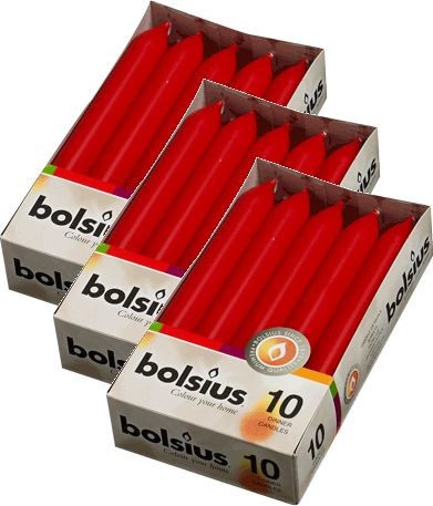 Bolsius Świeca stołowa walec 5H 17CM 30szt CZERWONA BOLSIUS9101