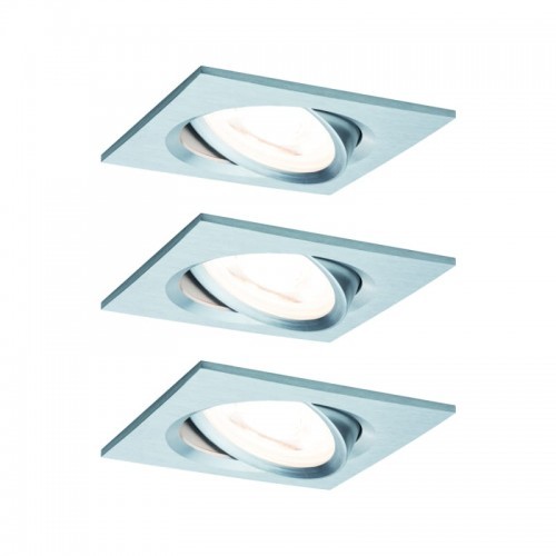 Paulmann Zestaw Nova Coin kwadratowe wychylne LED 3x6,5W 2700K 230V Alu-tocz/alu 93456