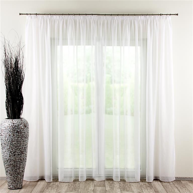 Dekoria Firana woalowa na taśmie 300x260cm biały/ołowianka 300 × 260 cm Woale 1365-901-00