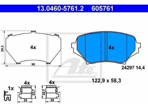 ATE KLOCKI HAM 13.0460-5761.2 MAZDA MX-5 III 1.8, 2.0 05- 13.0460-5761.2