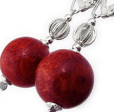 Arande Kolczyki Naturalny Koral Ozdobne Kolczyki Srebro