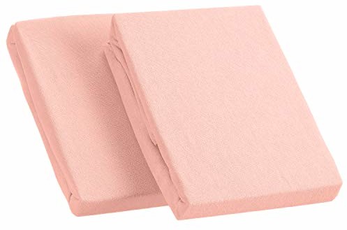 Kinzler C-10048/10 Prześcieradło z mikrofibry frotte z gumką Uni, 2x 90-100x190-200 cm, różowe C-10048/10