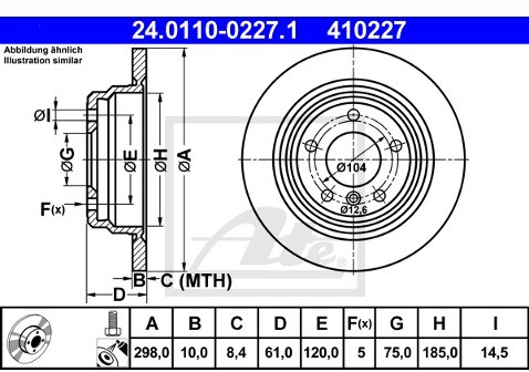 ATE TARCZA HAM 24.0110-0227.1 BMW E39 520D 00-03, 520I 99-03, 525D 00-03  24.0110-0227.1