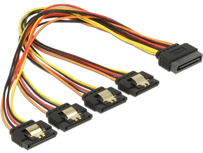 Delock 60157 kabel SATA 0,3 m SATA 15-pin 4 x SATA 15-pin Wielobarwność