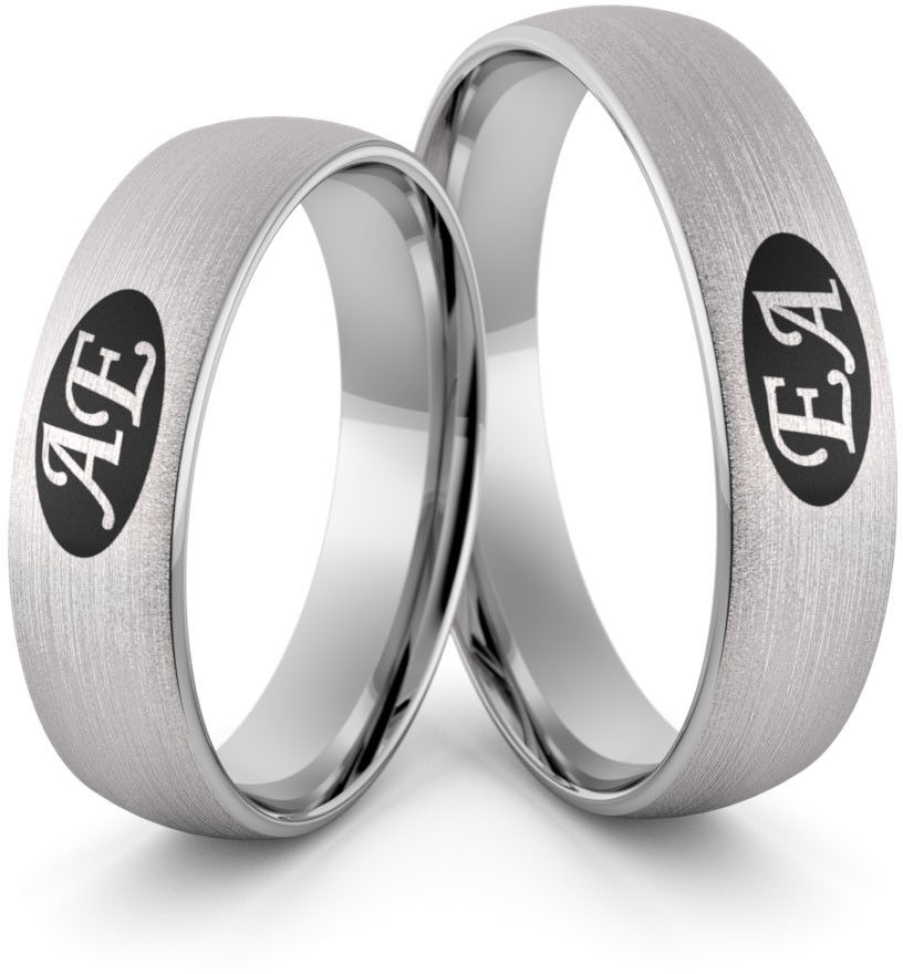 Eminence Obrączki ślubne palladowe z inicjałami i emalią - Pd-50 Pd-50
