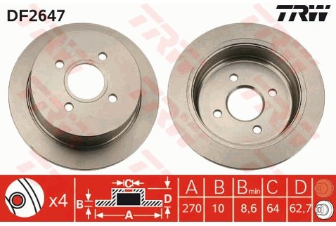 TRW Tarcza hamulcowa DF2647