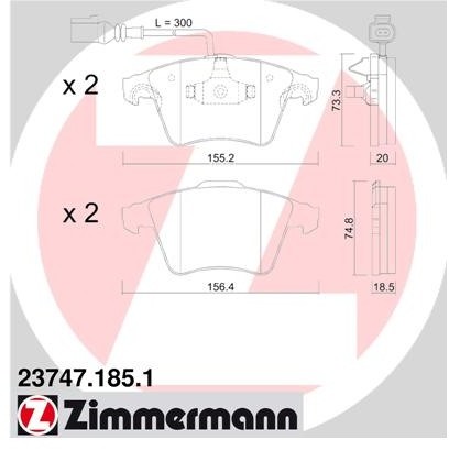ZIMMERMANN Zestaw klocków hamulcowych, hamulce tarczowe 23747.185.1