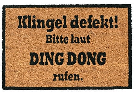 Relaxdays mata kokosowa ding dong, mata podłogowa mata z włókna kokosowego, antypoślizgowy Drzwi, mata zatrzymująca brud, 40 x 60 cm, naturalny/czarny (10023846)