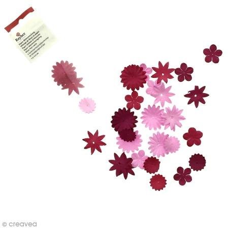 Rayher Hobby 7895518 kwiatowy mieszanka, 1,5  2,5 cm, 4 rodzaje, SB-Tube 36 sztuki papieru, czerwony/rosétoene 7895518