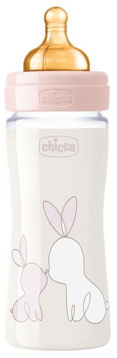 Chicco butelka dla niemowląt szklana Original Touch latex 240 ml dziewczynka