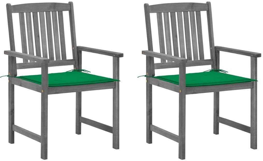 vidaXL Krzesła reżyserskie z poduszkami, 2 szt., szare, akacjowe 3061231