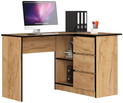 Nowoczesne Biurko Narożne Z Szufladami Dąb Craft G3-E52