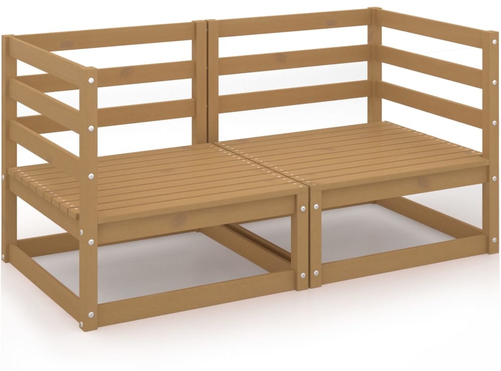 vidaXL 2-osobowa sofa ogrodowa, miodowy brąz, lite drewno sosnowe