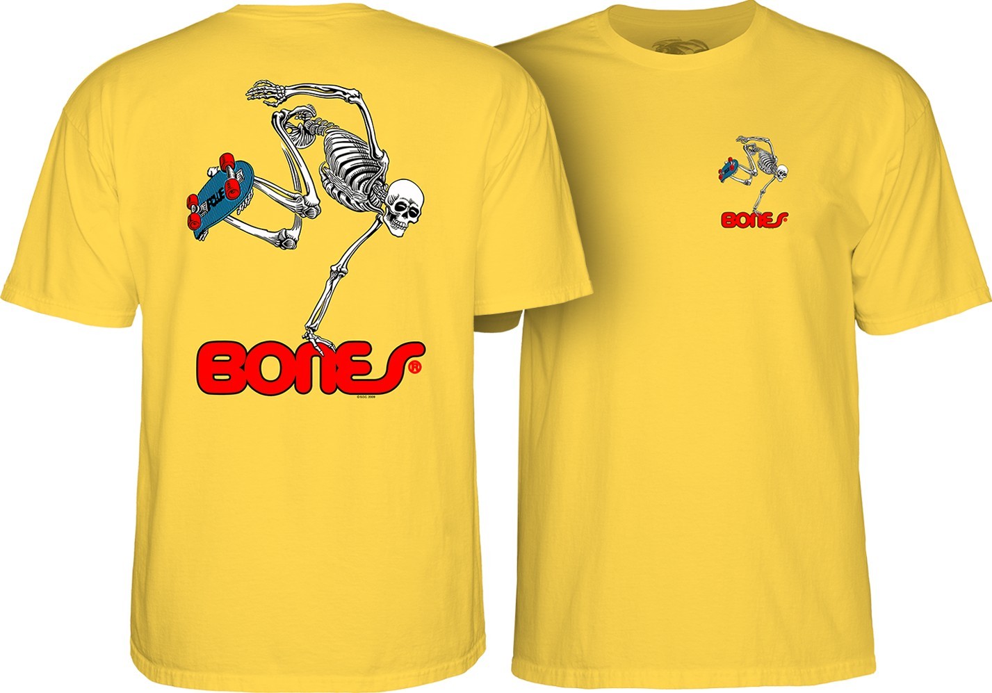 BONES t-shirt BONES SKATE SKELETON Yellow
