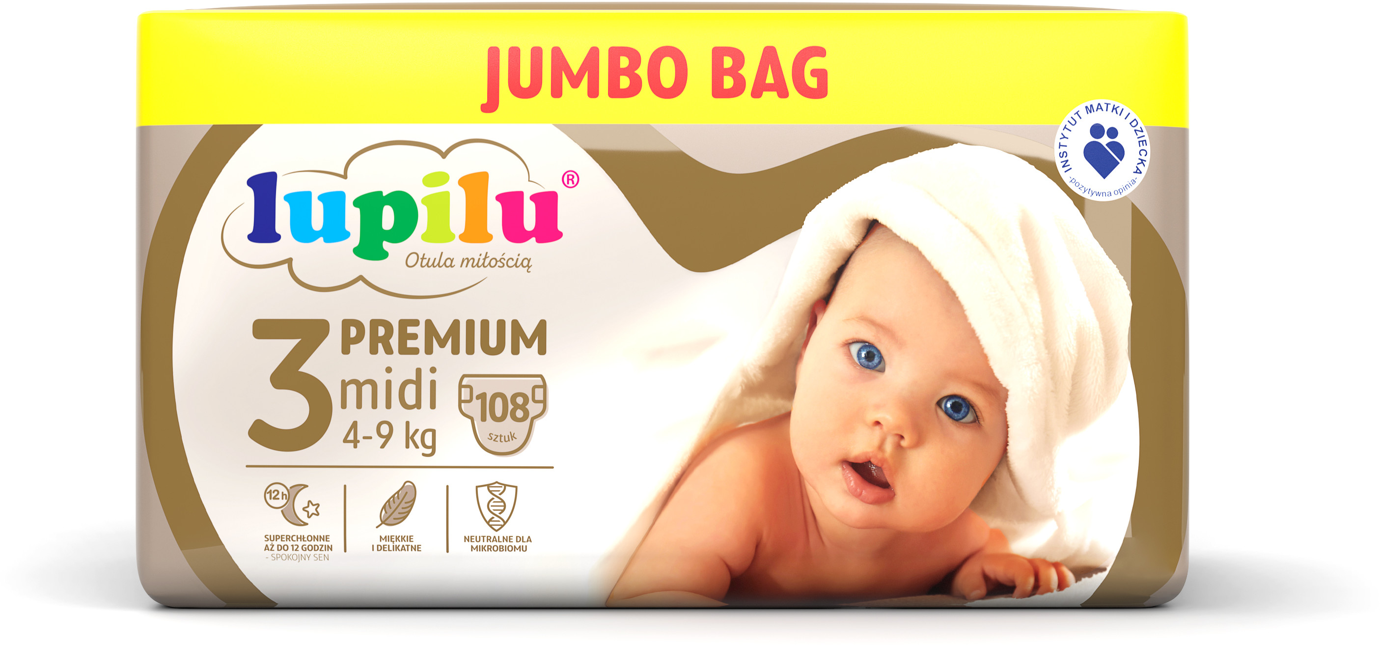 LUPILU Pieluchy PREMIUM 3 Midi (4-9 kg), 108 sztuk