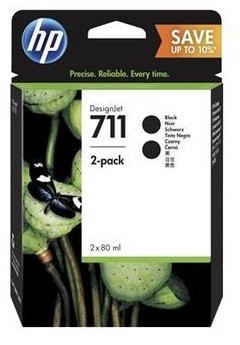 HP 711 2-pack 80-ml Black DesignJet Ink Cartridges P2V31A