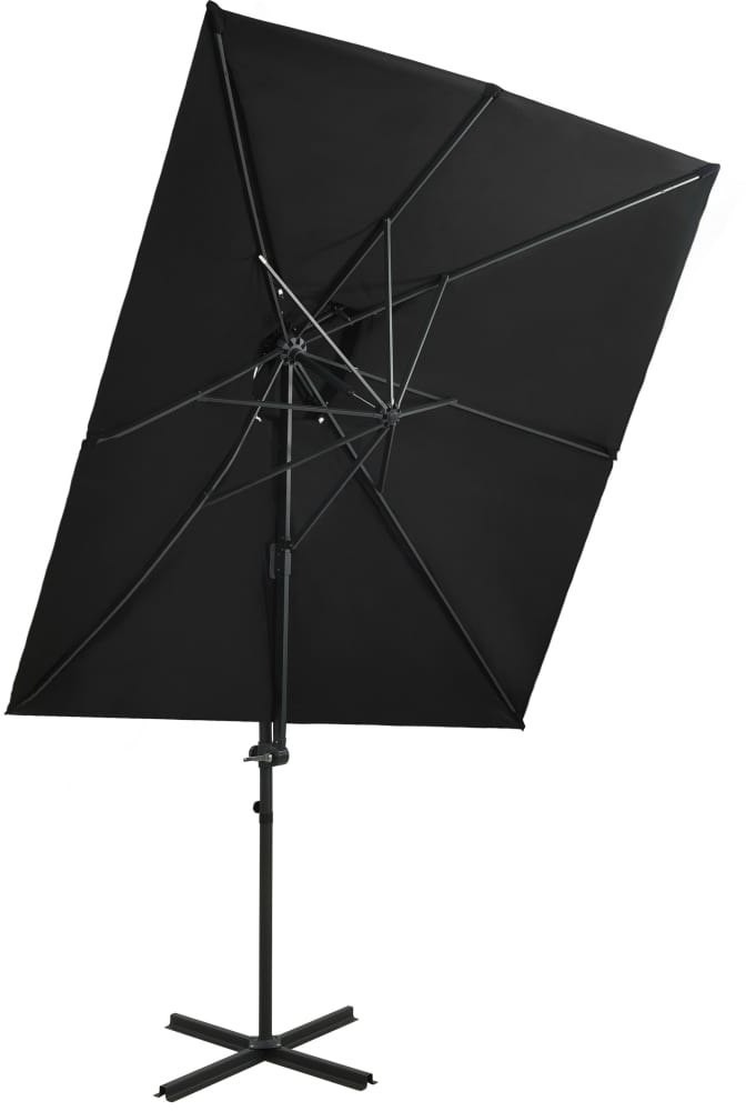 vidaXL Parasol wiszący z podwójną czaszą, czarny, 250x250 cm 312364
