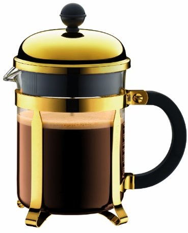 Bodum Chambord zaparzacz do kawy 4 filiżanek z metalową ramę, chrom, złoty, CM, 10.5 x 16.6 x 19 cm, 1 jednostek 1924-17