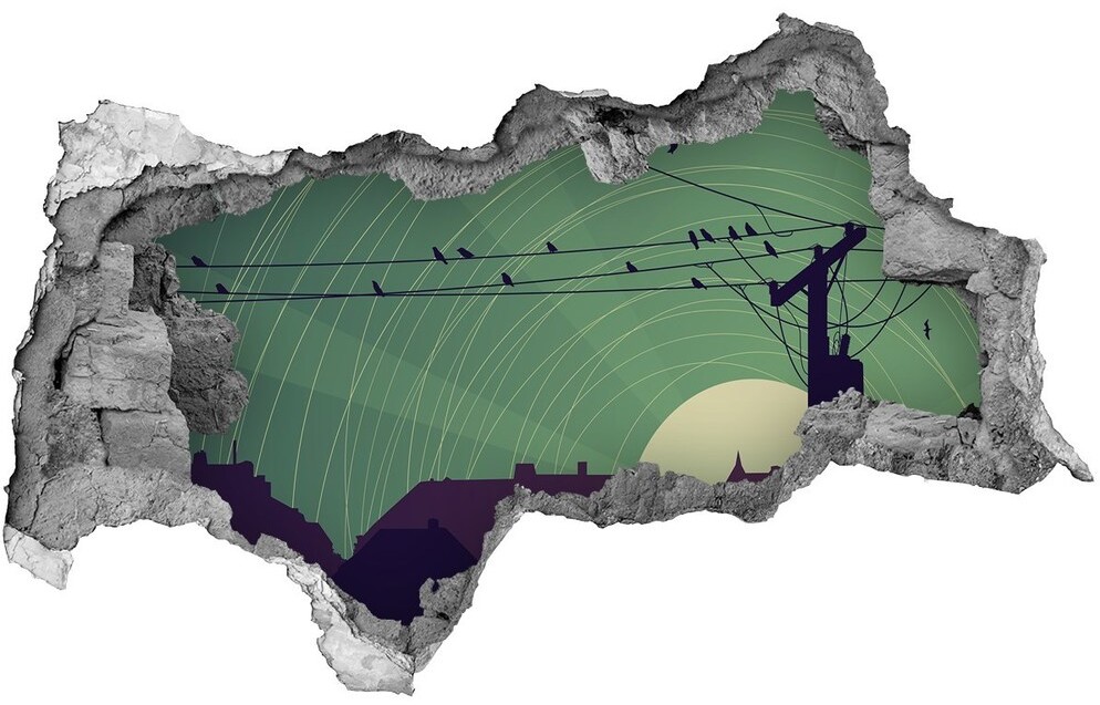 Wallmuralia.pl Dziura 3d fototapeta naklejka Ptaki miasto