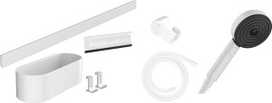 Hansgrohe 24291700 WallStoris Pakiet główka prysznicowa 105 3jet Activation EcoSmart panel ścienny 70 cm i akcesoria biały matowy