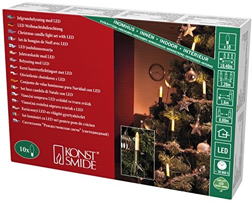 Konstsmide 1068  020 LED łańcuch drzewo z/do świec na trzonku od wewnątrz (IP )/VDE/230 V wewnętrzny/10 ciepło białych diod/przewód zielony 1068-020
