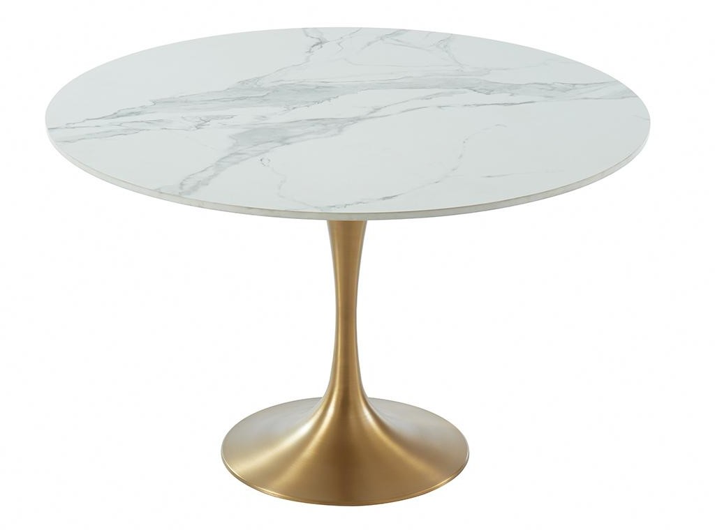 Unique Vente pl Stół jadalniany NORAH 4-osobowy marmur i metal kolor biały i złoty