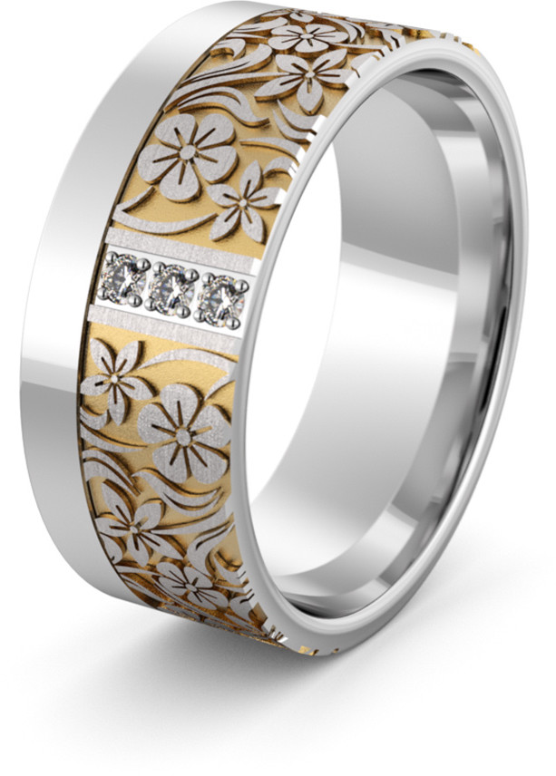 Eminence Obrączka srebrna z kwiatkami i kolorowymi cyrkoniami - wzór Ag-474 Ag-474-5