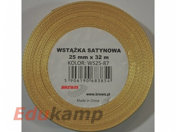 Brewis Wstążka satynowa BREWIS 25mm/32mm kolor 87 złoty AB006BRW