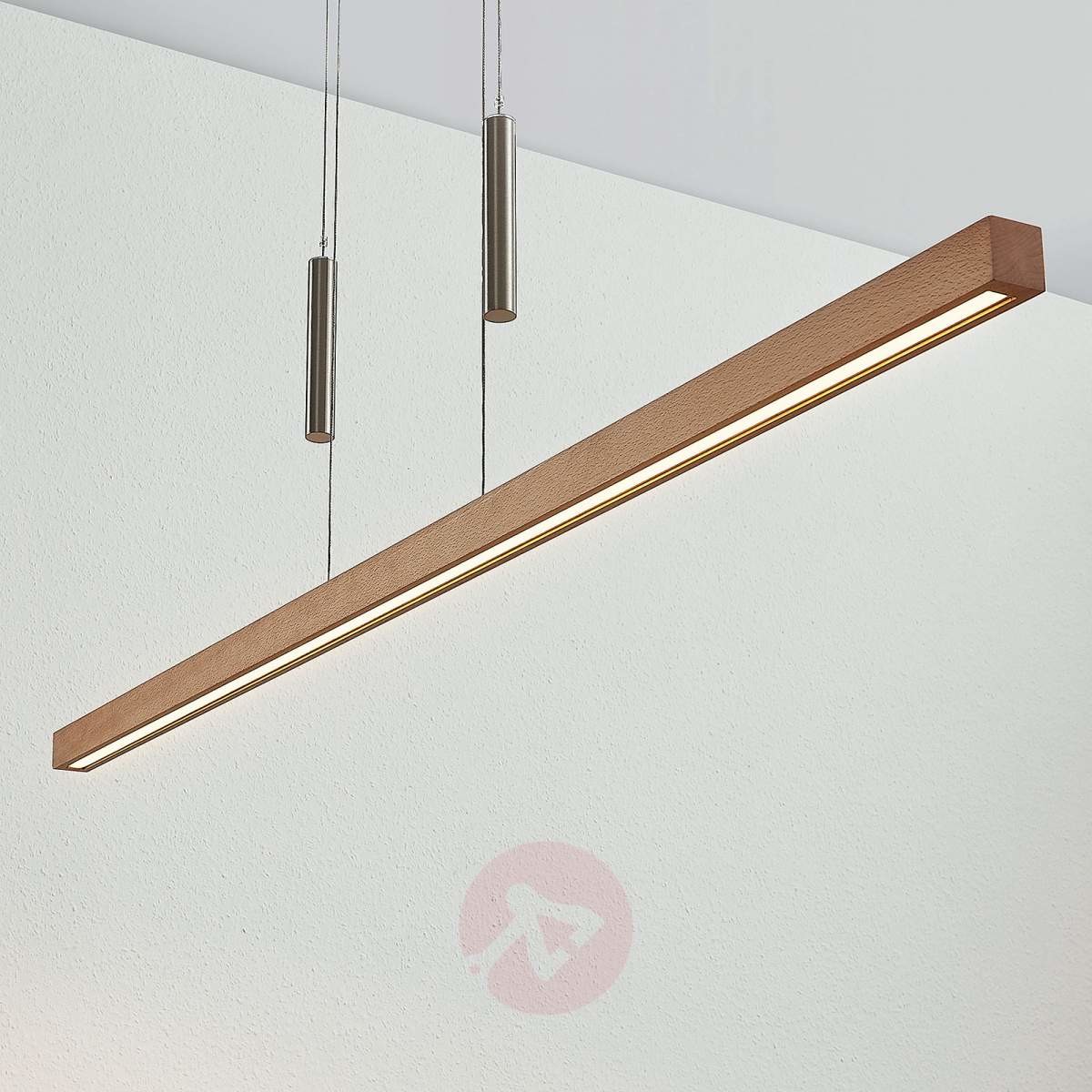 Lindby Nowoczesna lampa wisząca drewno LED - Tamlin