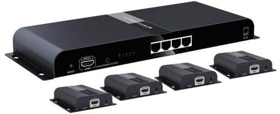 IC INTRACOM IC INTRACOM techly HDMI Splitter 4 way Extender with IR on cable CAT6/6a/7 up to 120m IDATA EXTIP-314