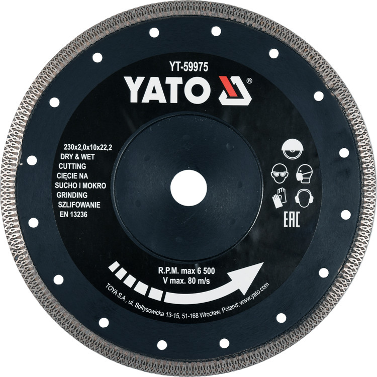 Yato TARCZA DIAMENTOWA 230MM DO CIĘCIA I SZLIFOWANIA CERAMIKI YT-59975 ZYSKAJ RABAT 30 ZŁ YT-59975