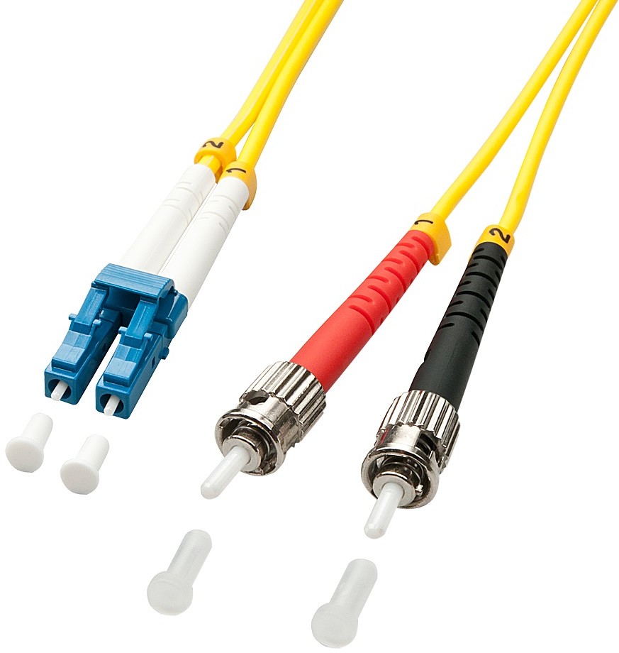 LINDY 47464 Kabel optyczny światłowód) LC ST OS2 jednomodowy żółty 10m LY-47464