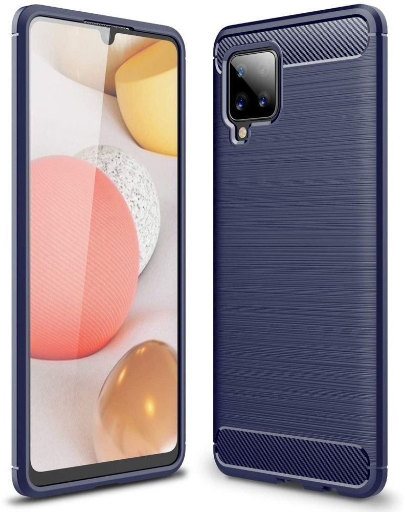 Samsung Hurtel Carbon Case elastyczne etui pokrowiec Galaxy A42 5G niebieski