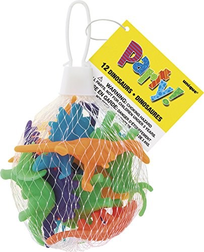 Unique Party Supplies Dinozaury zabawka-torebka piórem, 12 sztuk, wielokolorowa 74014
