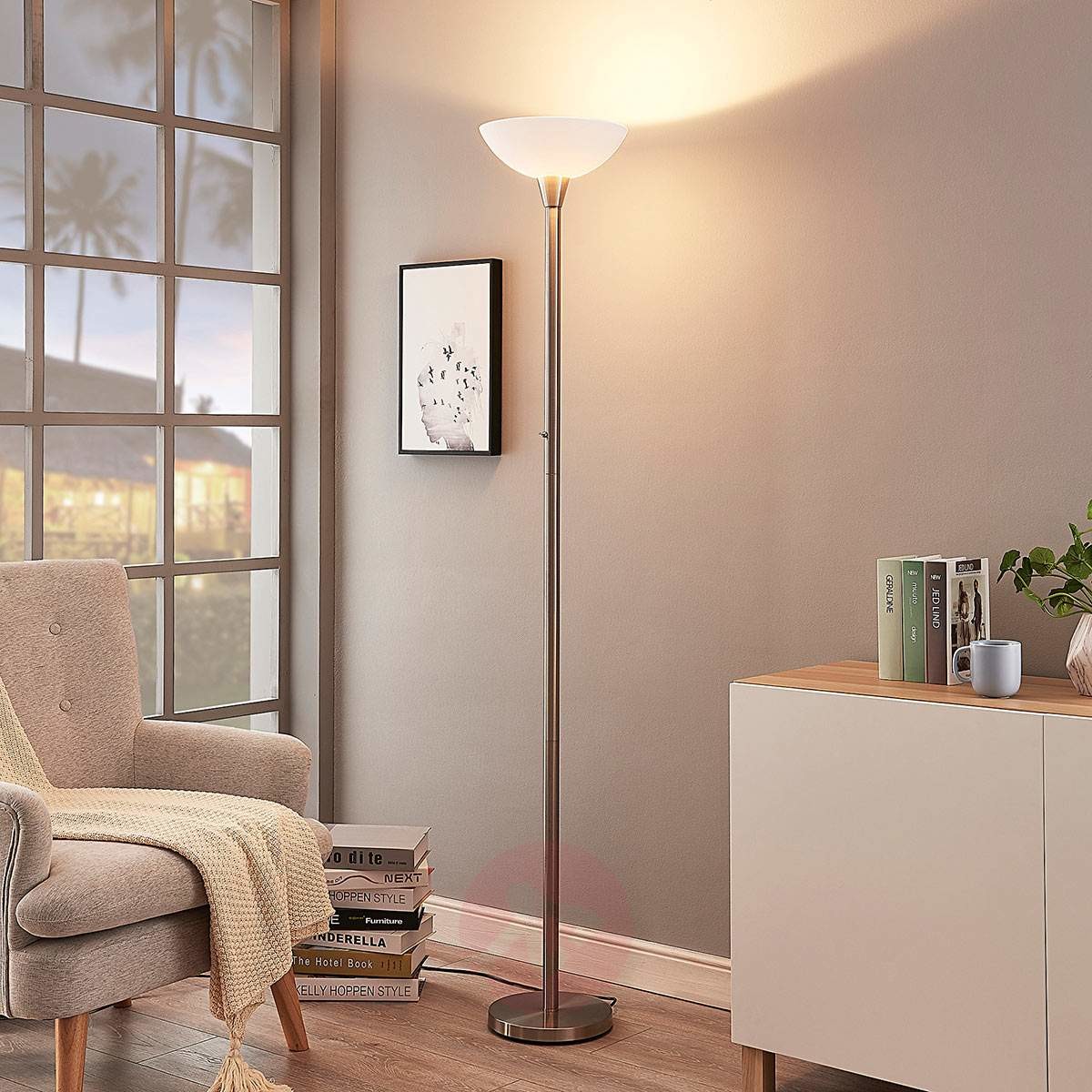 Lampenwelt com Lampa LED oświetlająca sufit Ignacia, kolor niklu