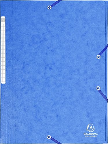 Exacompta Exacompta 17105H (karton Manila DIN A4 Maxi pojemność elastyczny 3-klapowy teczka do portfela 425 g (niebieski) 3141870501710