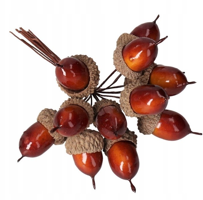 Żołędzie Dekoracyjne Na DRUCIKU12SZT Ozdoba Jesień