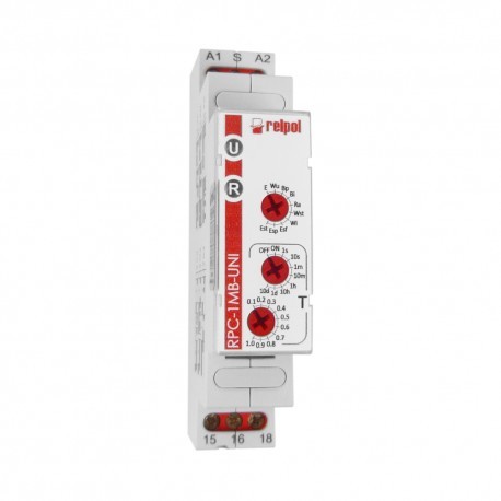 Relpol Przekaźnik czasowy wielofunkcyjny 1P 12-240V 10- funkcyjny 8 zakresów RPC-1MB-UNI 0240 RPC-1MB-UNI