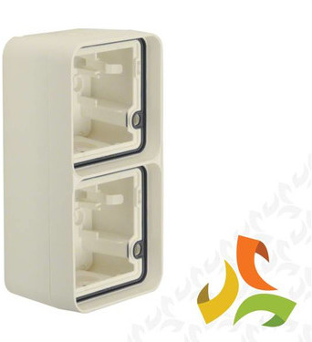 Hager BERKER W.1 Adapter natynkowy puszka 2 podwójna pionowa 2 wejścia IP55 biały 6719333502 6719333502/HAG