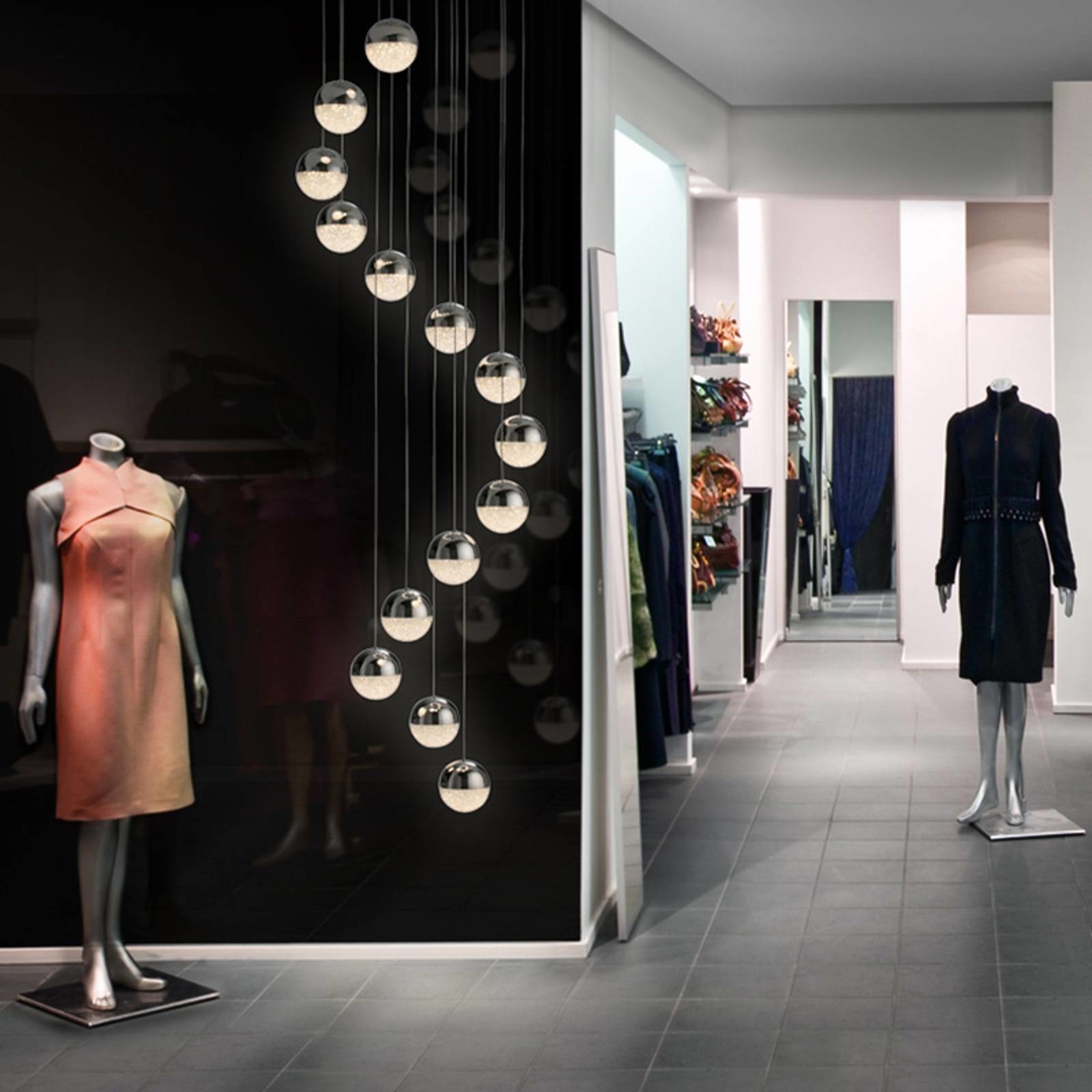 Schuller Lampa wisząca LED Sphere, 14-punktowa, chrom