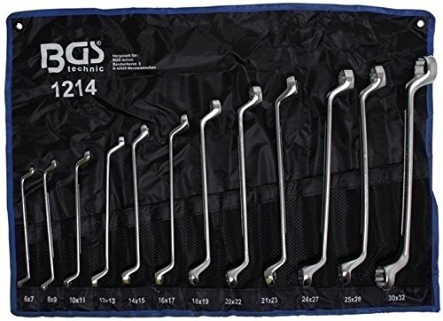 BGS 1214 zestaw kluczy oczkowych dwustronnych, 6 x 7-30 x 32 mm, 12 elementów 1214