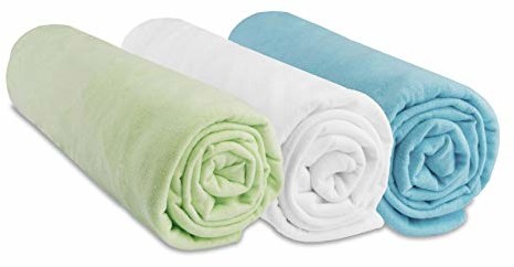 Easy dort Prześcieradło z gumką z bawełny do łóżeczka dziecięcego 70 x 140 cm, anyż/biały/turkusowy, 3 sztuki